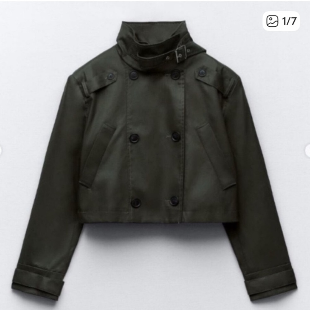 Zara Olive Green Cropped Trench Coat